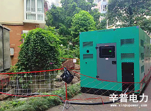 南宁租赁三台500KW静音箱发电机组——用于小区配变低压整改供电